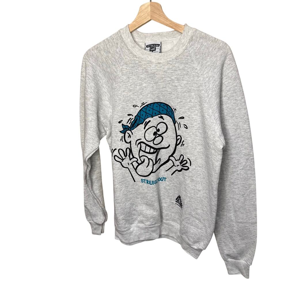 NEW Vintage Face 2 Face Attitude Sweatshirt Medium Gray “Stressed Out” Dude
